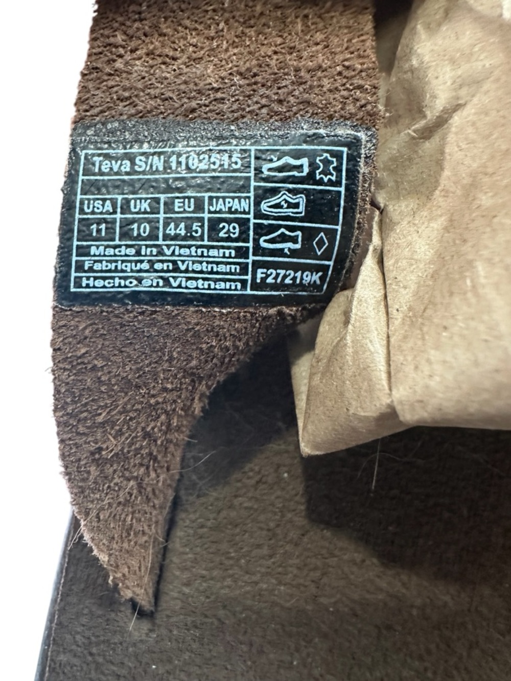 Teva Men’s 11 Voya Brown Leather Crisscross Slide Sandals - Picture 7 of 8